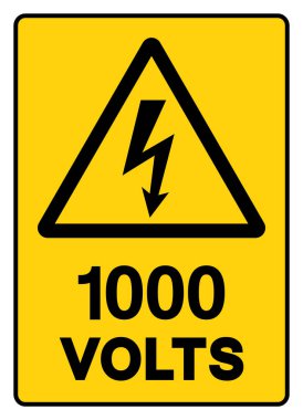 1000 Volt Etiket Sembol İşareti, Vektör İllüzyonu, Beyaz Arkaplan Etiketinde İzole Edilme. EPS10