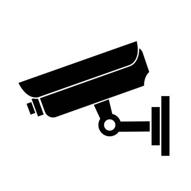 CCTV Güvenlik Siyah Simgesi, Vektör İllüstrasyonu, Beyaz Arkaplan Etiketinde İzole Edin. EPS10