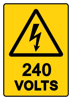 240 Volt Etiket Sembol İşareti, Vektör İllüzyonu, Beyaz Arkaplan Etiketi İzole Et. EPS10