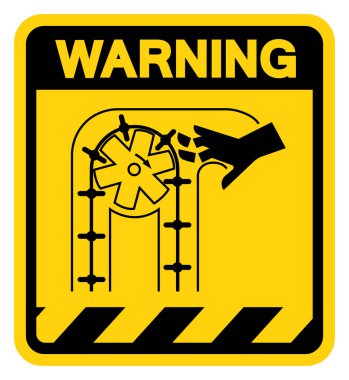 Hareketli Parçalar Kırılabilir ve Kesilebilir Uyarı İşareti, Vektör İllüstrasyonu, Beyaz Arkaplan Etiketinde İzole Edilebilir. EPS10