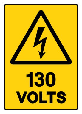 130 Volt Etiket Sembol İşareti, Vektör İllüzyonu, Beyaz Arkaplan Etiketi İzole Et. EPS10