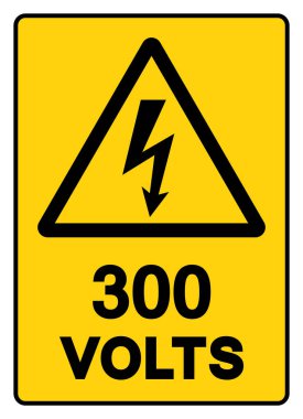 300 Volt Etiket Sembol İşareti, Vektör İllüzyonu, Beyaz Arkaplan Etiketinde İzole Edilme. EPS10