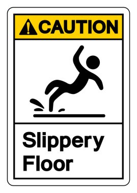 Dikkat Kaygan Yer Sembolü İşareti, Vektör İllüstrasyonu, Beyaz Arkaplan Etiketinde İzole Edilme. EPS10