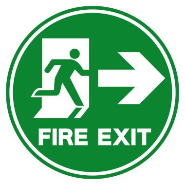 Çıkış Çıkış Oku Sağ Sembol İşareti, Vektör İllüzyonu, Beyaz Arkaplan Etiketinde İzole Et. EPS10