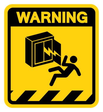 Tehlikeli Gerilim İçeriden Uyarı İşareti, Vektör İllüzyonu, Beyaz Arkaplan Etiketinde İzolasyon. EPS10