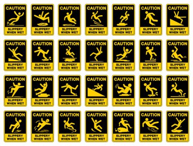 Dikkat Kayganlaştırıcı Simge Belirtisi, Vektör İllüstrasyonu Beyaz Arkaplan Etiketinde İzole Edildiğinde. EPS10