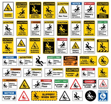 Slippery Set Sembol İşareti, Vektör İllüzyonu, Beyaz Arkaplan Etiketinde İzolasyon. EPS10