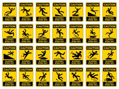 Dikkat Kayganlaştırıcı Simge Belirtisi, Vektör İllüstrasyonu Beyaz Arkaplan Etiketinde İzole Edildiğinde. EPS10