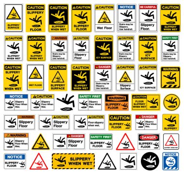 Slippery Set Sembol İşareti, Vektör İllüzyonu, Beyaz Arkaplan Etiketinde İzolasyon. EPS10