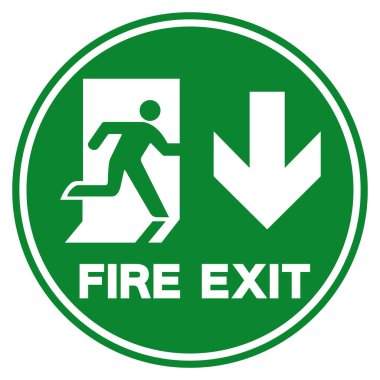 Fiit Exit Arrow Down Sembol İşareti, Vektör İllüzyonu, Beyaz Arkaplan Etiketinde İzole Et. EPS10