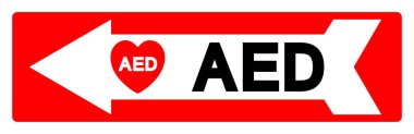AED Sembol İşareti, Vektör İllüstrasyonu, Beyaz Arkaplanda İzole EPS10