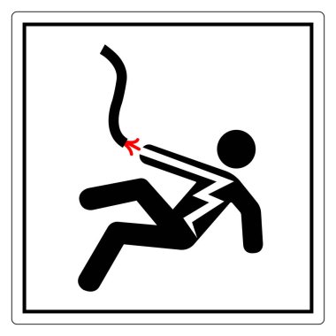 Uyarı Voltaj Şok Sembol İşareti, Vektör İllüzyonu, Beyaz Arkaplan Etiketinde İzole Et. EPS10