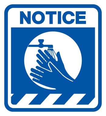 Dikkat: Elinizi yıkayın lütfen sembol işareti, vektör ilüzyonu, beyaz arka plan etiketinde izole edilmiş. EPS10