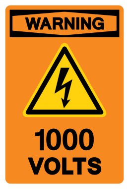Uyarı 1000 Volt Etiket Sembol İşareti, Vektör İllüstrasyonu, Beyaz Arkaplan Etiketinde İzole Edin. EPS10