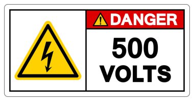 Tehlike 500 Volt Etiket Sembol İşareti, Vektör İllüstrasyonu, Beyaz Arkaplan Etiketinde İzole Edilme. EPS10