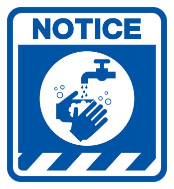 Lütfen dikkat, Beyaz Arkaplan Etiketinde İzole Edilmiş El Sembolü İşaretinizi, Vektör İllüzyonunu Yıkayınız. EPS10