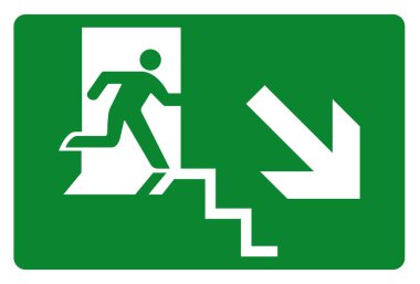 Merdiven İniş Sembolü İşareti, Vektör İllüzyonu, Beyaz Arkaplan Etiketinde İzole Edilme. EPS10 