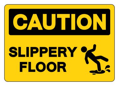 Dikkat Kaygan Yer Sembolü İşareti, Vektör İllüstrasyonu, Beyaz Arkaplan Etiketinde İzole Edilme. EPS10