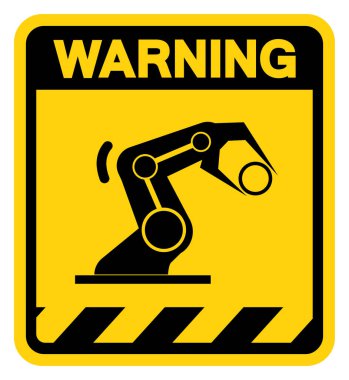 Robot Uyarı İşareti, Vektör İllüstrasyonu, Beyaz Arkaplan Etiketinde Tecrit. EPS10