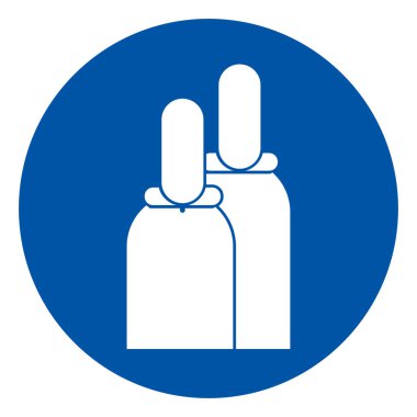 Sıkıştırılmış Gaz Sembol İşareti, Vektör İllüzyonu, Beyaz Arkaplan Etiketinde İzole EPS10.