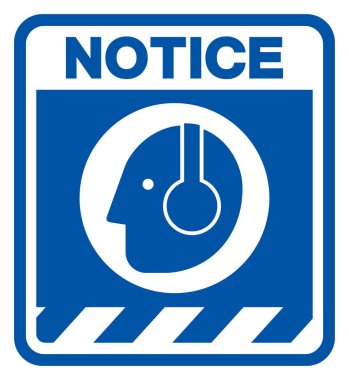 Dikkat, Kulak Koruyucu Sembol İşareti, Vektör İllüstrasyonu, Beyaz Arkaplan Laboratuvarında İzole Edilmiştir. EPS10