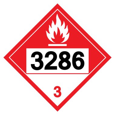 Yanıcı Sıvı NOS UN3286 Sembol İşareti, Vektör İllüstrasyonu, Beyaz Arkaplanda İzolasyon, Etiket .EPS10