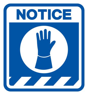 Dikkat edin, Eldiven Kaynak Koruma Sembolü İşareti, Vektör İllüstrasyonu, Beyaz Arkaplan Etiketinde İzolasyon. EPS10