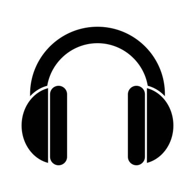 Kulak Koruyucu Siyah Simge, Vektör İllüzyonu, Beyaz Arkaplan Etiketinde Tecrit. EPS10