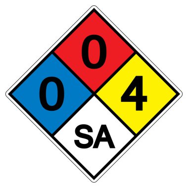 NFPA Elmas 704 0-0-4 SA Sembol İşareti, Vektör İllüstrasyonu, Beyaz Arkaplan Etiketi İzole Et. EPS10