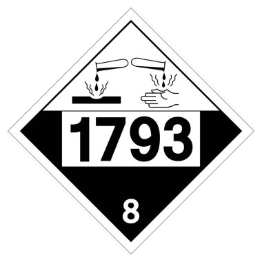 UN1793 Sınıf 8 Isopropyl Asit Fosfat Sembol İşareti, Vektör İllüzyonu, Beyaz Arkaplan Etiketinde İzolasyon. EPS10