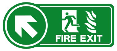 Fire Exit Arrow Sol Sembol İşareti, Vektör İllüstrasyonu, Beyaz Arkaplan Etiketinde Tecrit. EPS10