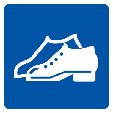 Kapalı Ayakkabılar Üretim Alanı Sembol İşareti, Vektör İllüstrasyonu, Beyaz Arkaplan Etiketinde İzolasyon. EPS10