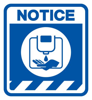 Lütfen dikkat, Beyaz Arkaplan Etiketinde İzolasyon Sembol İşareti, Vektör İllüstrasyonu için El Dezenfektanı kullanın. EPS10