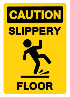 Dikkat Kaygan Yer Sembolü İşareti, Vektör İllüstrasyonu, Beyaz Arkaplan Etiketinde İzole Edilme. EPS10