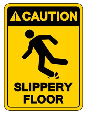 Dikkat Kaygan Yer Sembolü İşareti, Vektör İllüstrasyonu, Beyaz Arkaplan Etiketinde İzole Edilme. EPS10