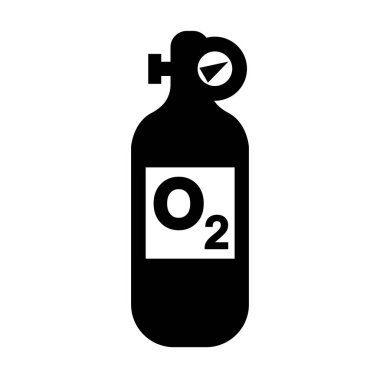 Oksijen Siyah Simgesi, Vektör İllüstrasyonu, Beyaz Arkaplan Etiketinde İzole Edilme. EPS10