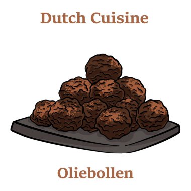 Oliebollen. Beyaz arka planda yağlı hamur tatlısı. Hollanda 'da Yeni Yıl Arifesi' nde geleneksel ikram