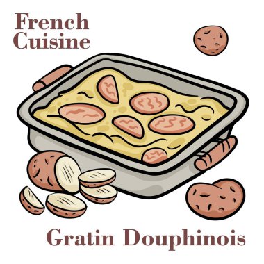 Gratin Dauphinois, krem ve peynirli fırında patates. Fransız mutfağı.