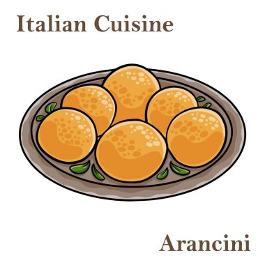 Beyaz arka planda fesleğen ve marinara soslu ev yapımı Arancini. İtalyan pirinç topları.