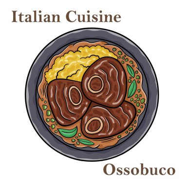 Ossobuco, Gremolata ve sebze soslu Milano usulü dana biftek. İtalyan yemeği.