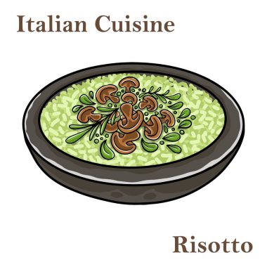 Parmesan peynirli İtalyan mantarlı risotto ve roket.