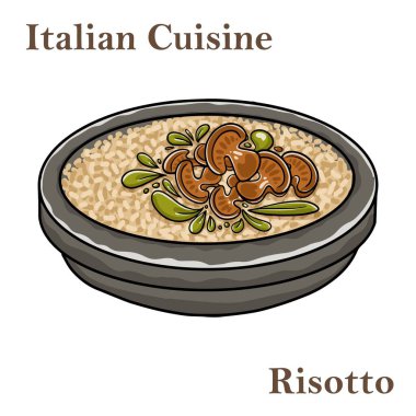 Parmesan peynirli İtalyan mantarlı risotto ve roket.