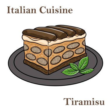 Beyaz arka planda geleneksel İtalyan tatlı tiramisusu..