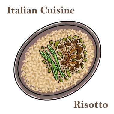 Parmesan peynirli İtalyan mantarlı risotto ve roket.