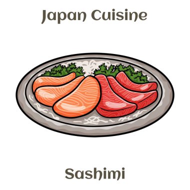 Japon yemeği sashimi, çiğ balık, somon, ton balığı, yılan balığı..