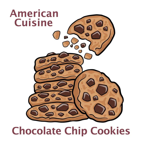 Печиво Шоколадними Чіпсами Ізольоване Білому Тлі — стоковий вектор