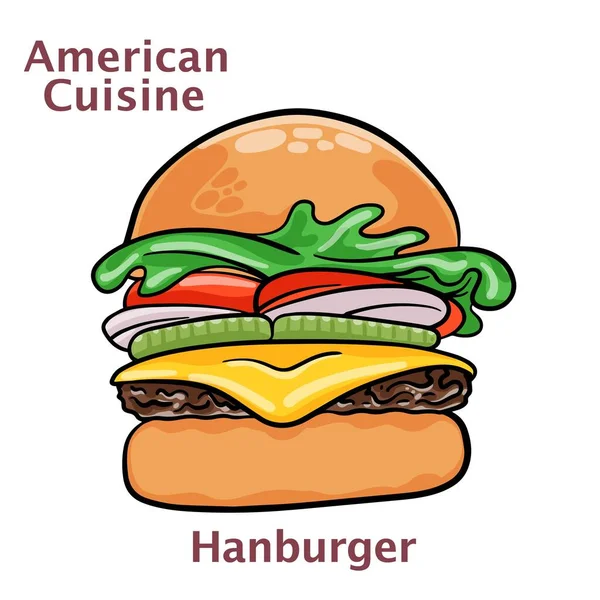 Hamburger Lezat Diisolasi Pada Latar Belakang Putih - Stok Vektor