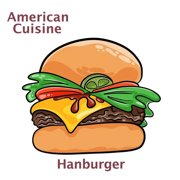 Tasty Hamburger Isolated White Background — Stock Vector