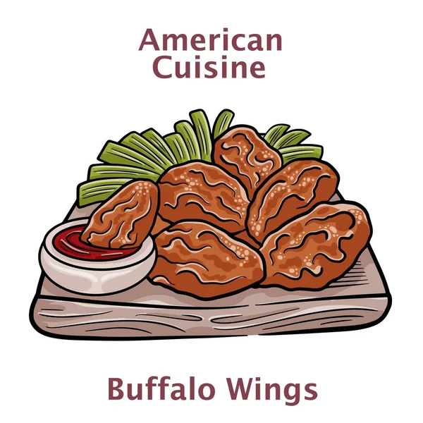 Sıcak Spicey Buffalo Kanat Tavuk — Stok Vektör