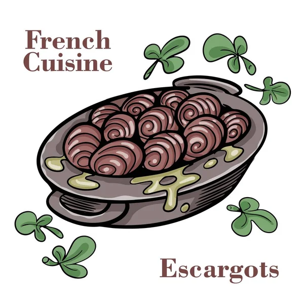 Французька Кухня Ескарс Соусом — стоковий вектор